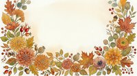 Autumn floral wreath with orange chrysanthemums, maple leaves, berries and seasonal foliage on cream background for fall wedding invitations and harvest decorations.