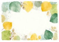 Watercolor frame with yellow and green leaves creating a natural border on white background, suitable for botanical stationery design.