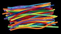 Colorful pipe cleaners pile isolated on transparent background, ready for craft, education, and art supply clipart, stickers, print on demand, and t-shirt design use.