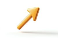 Diagonal yellow glossy arrow pointing upward with soft shadow on white background, isolated design element for business and financial growth concepts.