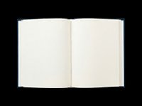 Open hardcover book with blank pages, navy blue cover, isolated on transparent background. Ready for T-shirt designs, clipart, stickers, print on demand, and sublimation projects.