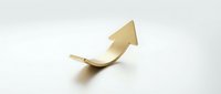 Golden upward arrow breaking through surface symbolizing growth, success, and financial progress for business presentations and marketing materials.