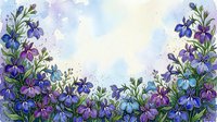 Watercolor floral border with blue and purple wildflowers on a soft pastel background, perfect for greeting cards, invitations, and nature designs.