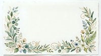 Botanical frame with delicate green foliage, white flowers, and berries arranged on cream background. Isolated design element suitable for invitations, stationery, and wedding projects.