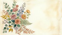 Vintage floral arrangement with roses, berries, and foliage on aged cream background, suitable for wedding invitations and greeting cards.