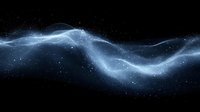 Glowing blue wave of light and particles flowing through dark space with sparkling stars, creating ethereal cosmic energy stream effect.