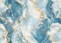 Abstract marble pattern in turquoise blue and gold tones with fluid watercolor effect and natural stone texture creates luxurious decorative background.