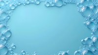 Clear water drops forming frame border on turquoise background, natural condensation pattern with copy space in center for text or design elements.