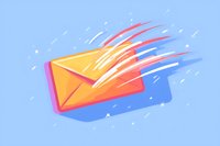 Fast moving yellow envelope with dynamic motion streaks and shadow against light blue background, expressing speed and urgent communication concept.