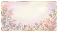 Watercolor floral border with delicate hearts and botanical elements on isolated white background, ready for greeting cards, invitations, and design projects.