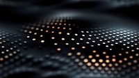 Abstract black surface with golden glowing dots pattern creating depth and dimension for modern technology backgrounds and digital design projects.