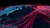 Abstract digital wave with glowing particles in cyan and magenta colors creating futuristic data flow visualization for technology presentations.