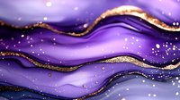 Luxurious purple and gold abstract waves with glitter sparkles create elegant flowing pattern. Magical cosmic background with shimmering golden dust particles.