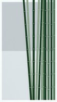 Vertical arrangement of stylized bamboo stalks in varying shades of green with segmented nodes against a neutral split background, suitable for modern design and botanical themes.