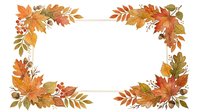 Autumn leaves and branches frame a blank white center space, featuring orange, gold, and brown foliage with berries. Use for fall seasonal designs, invitations, and greeting cards.