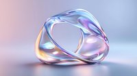 Abstract glass sculpture with iridescent rainbow reflections on gradient background for modern design projects and digital art presentations.