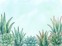 Watercolor succulent plants border frame with soft green tones on light background for botanical design projects and natural decoration themes.