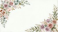 Watercolor floral corner arrangements with roses, eucalyptus leaves, and botanical elements on isolated cream background, ready for wedding invitations and design projects.