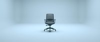 Modern black office chair with mesh back and armrests isolated on white background, suitable for corporate websites, furniture catalogs, and interior design presentations.