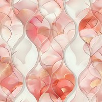 Elegant coral and white wavy pattern with delicate gold accents creates flowing organic shapes. Seamless repeat design for luxury wallpaper and textile applications.