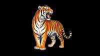 Roaring tiger with bold orange and black stripes, isolated on transparent background, ready for t-shirt design, stickers, clipart, print on demand, and sublimation.
