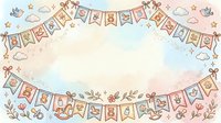 Cute bunting banner with woodland animals and stars on isolated transparent background, ready for nursery designs, invitations, and children's crafts.