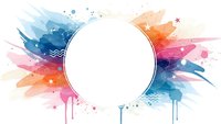 Abstract colorful watercolor splash frame with white circle space for text or logo on transparent background for creative design projects.