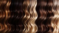 Luxurious wavy hair pattern showing different shades of brown and blonde highlights in seamless rows, creating natural-looking flowing texture for beauty and fashion designs.