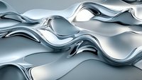 Abstract silver metallic waves forming a smooth, flowing surface with glossy reflections, creating a modern and futuristic background for technology or luxury designs.