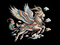 Ornate winged mythical beast with intricate decorative patterns, isolated on transparent background. Ready for t-shirts, stickers, clipart, sublimation, and print-on-demand designs.