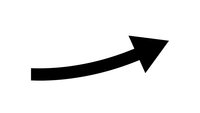 Black curved arrow pointing right on white background isolated for graphic design and presentation use.