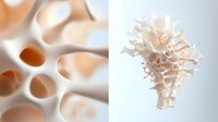 Delicate coral-like structure in soft beige tones against white background showcases organic flowing forms and intricate layered patterns, suitable for modern interior design.
