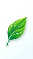 Stylized green leaf with layered petals and white highlights on isolated white background, suitable for eco-friendly branding and organic product design.