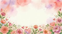 Watercolor floral frame with roses, peonies, and hearts on cream background, isolated design for wedding invitations, greeting cards, and decorative projects.