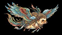 Colorful fantasy flying hedgehog with ornate peacock wings, isolated on transparent background, ready for t-shirt design, stickers, clipart, and print on demand use.