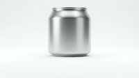 Silver aluminum can mockup isolated on white background for beverage branding and packaging design projects.