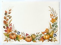 Autumn harvest frame with pumpkins, fall leaves, and berries arranged on cream background, isolated and ready for greeting cards, invitations, and seasonal design projects.
