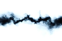 Dark smoke cloud flowing horizontally on white background, abstract black ink effect for creative design projects and atmospheric overlays.