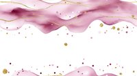 Luxurious pink and gold abstract watercolor waves with glitter dots on white background, fluid art design pattern for elegant stationery and packaging.