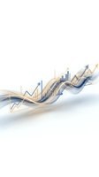 Financial growth chart with upward arrows and bar graphs showing business success and market trends on white background.