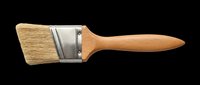 Wide flat paint brush with wooden handle isolated on transparent background, ready for T-shirt design, stickers, clipart, print on demand, and sublimation projects.