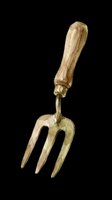 Watercolor garden hand fork with wooden handle, isolated on transparent background. Great for stickers, t-shirt design, print on demand, clipart, and sublimation projects.