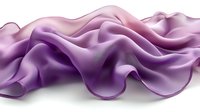 Elegant flowing purple silk fabric with gentle waves and folds creates soft shadows on white background, isolated design element for luxury fashion and decor projects.