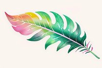 Vibrant watercolor tropical leaf with rainbow gradient from pink to green, perfect for nature-inspired designs, botanical illustrations and summer themed projects.