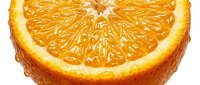 Fresh orange slice with juicy pulp and vibrant citrus segments isolated on white background for healthy food and beverage design projects.