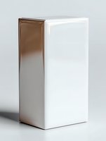 White blank carton box with brown gradient edge on light background, isolated product mockup for package design and branding presentations.
