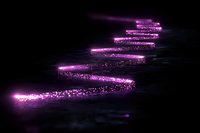 Glowing pink neon light path with sparkles and particles floating in dark space creates magical illuminated stepping stones effect on black background.