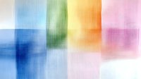Soft watercolor abstract background with gentle blue, green, orange and pink gradient stripes. Textured canvas effect creates dreamy artistic mood. For creative designs.