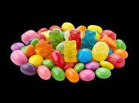 Colorful assorted gummy candies isolated on transparent background, ready for clipart, t-shirt design, print-on-demand products, stickers, and sublimation projects.