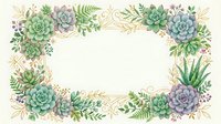 Succulent plants and ferns frame isolated botanical border on cream background, ready for wedding invitations, greeting cards, and design projects.